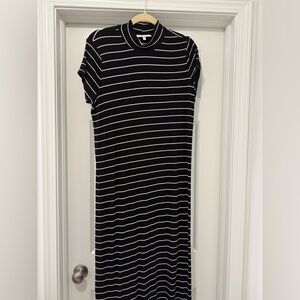 Motherhood Maternity Black and White Striped Midi Dress